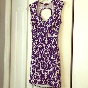 Bright navy blue and white mini dress